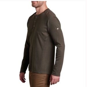 Kuhl Enticer Henley M UPF 50+ Ribbed Snap Base layer Hiking Moss Olive Gorpcore